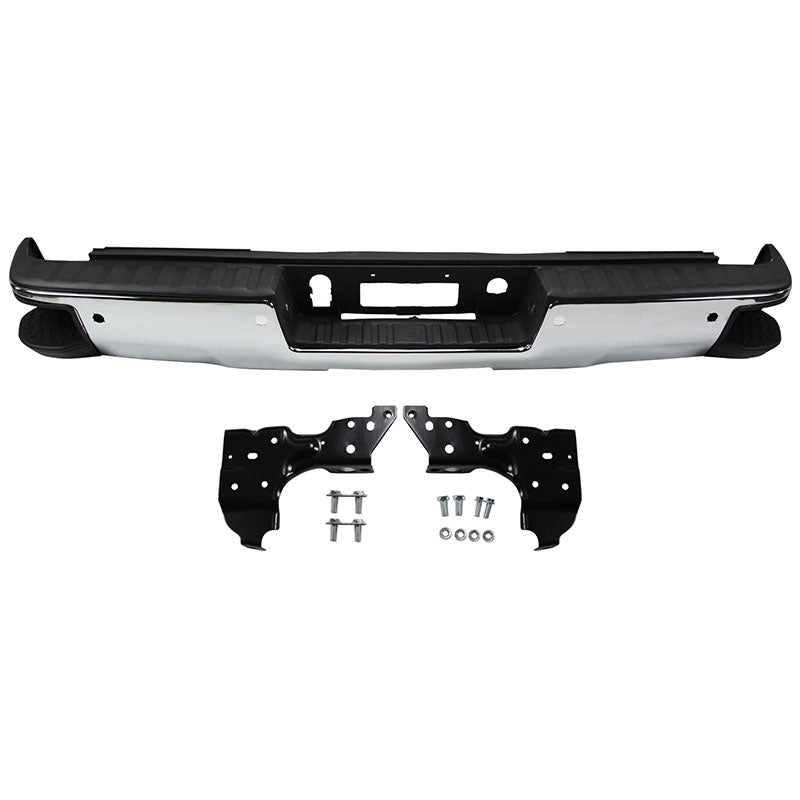 Pare-chocs arrière chromé pour Chevrolet Silverado et GMC Sierra 1500 (2014-2019) avec marchepied d'angle et aide au stationnement (GM1103175)