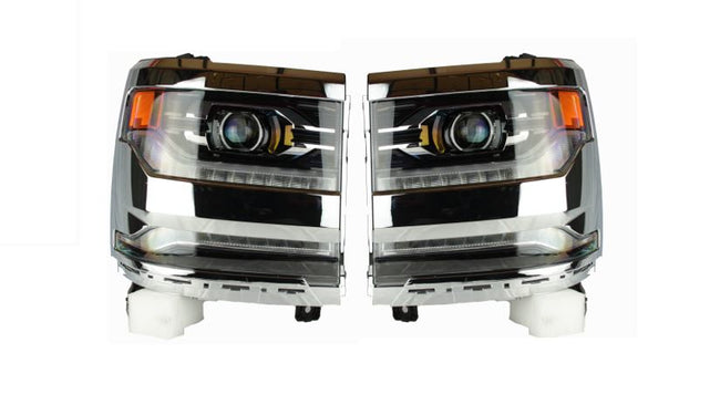 Phares à DEL chromés gauche et droit pour Chevrolet Silverado 1500 2016-2018 GM2502452 GM2503452