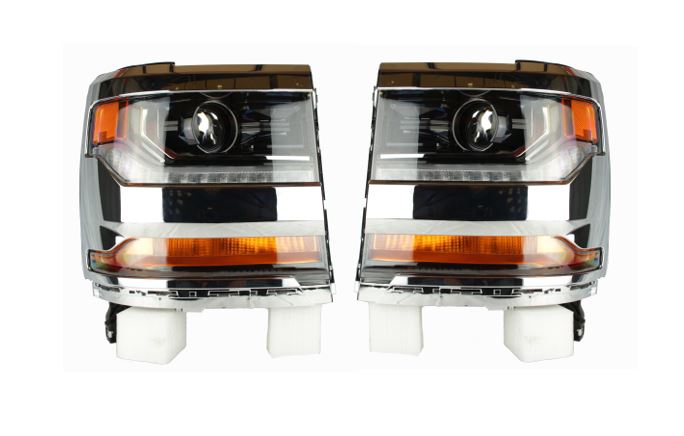 Phares HID à lunette chromée pour Chevrolet Silverado 1500 2016-2019 (gauche et droite) (paire) GM2502445 GM2503445